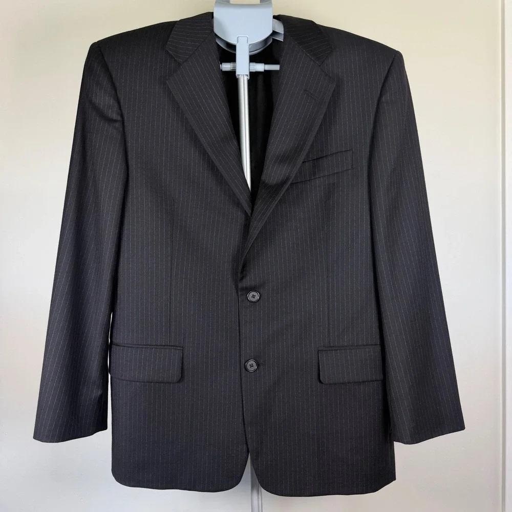 Hickey Freeman Collection Mens 38 Short Wool Cashmere Pinstripe Blazer USA Made
